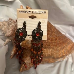 Rainbow Collection Long Orange Beads & Round.  Clean.